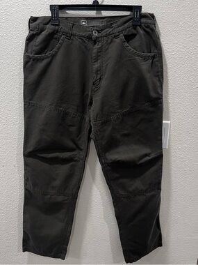 REI Co Op Canvas Workwear Hiking Pants 34x30 Straight Leg Olive Organic Cotton